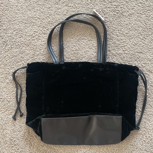 **Victoria's Secret** Luxe Velvet Black Bling Logo Tote Weekender Bag. - Picture 2 of 7